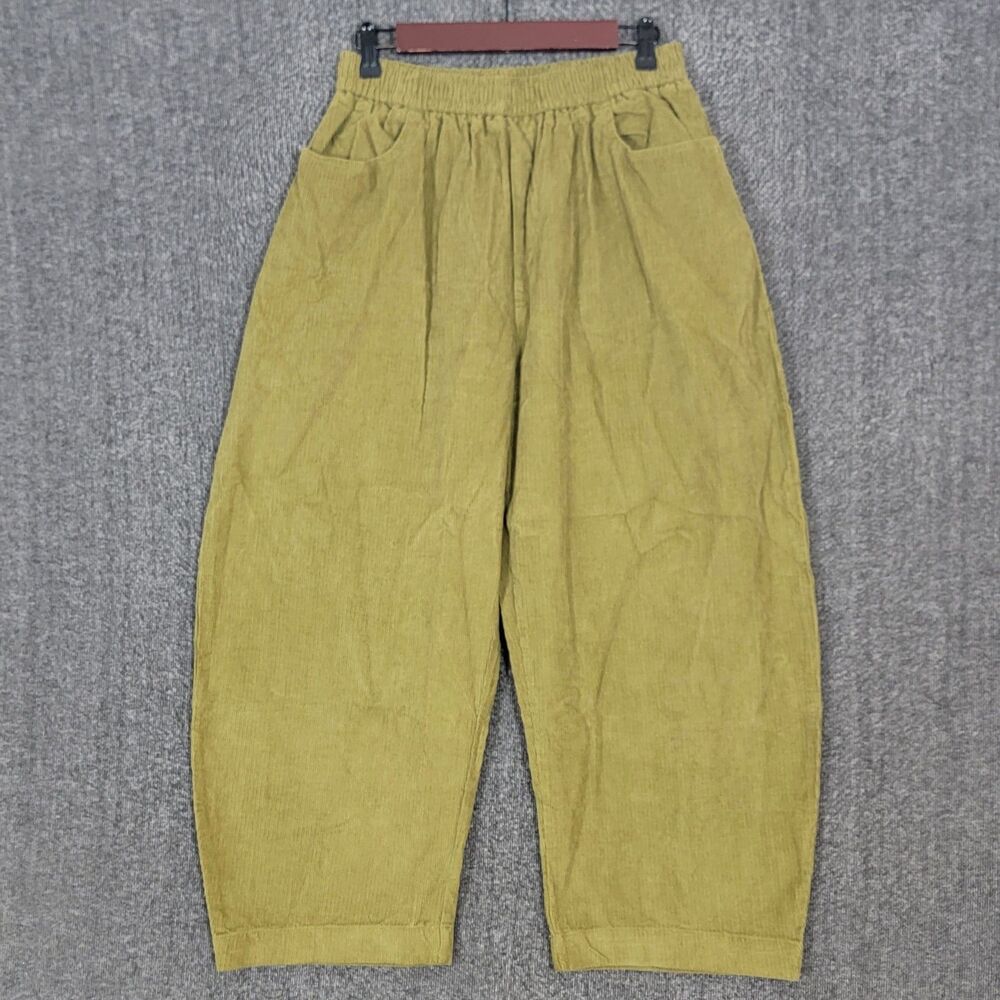 Chartou Corduroy Barrel Pants Womens Medium Green Wide Leg Y2k Baggy Boyfriend